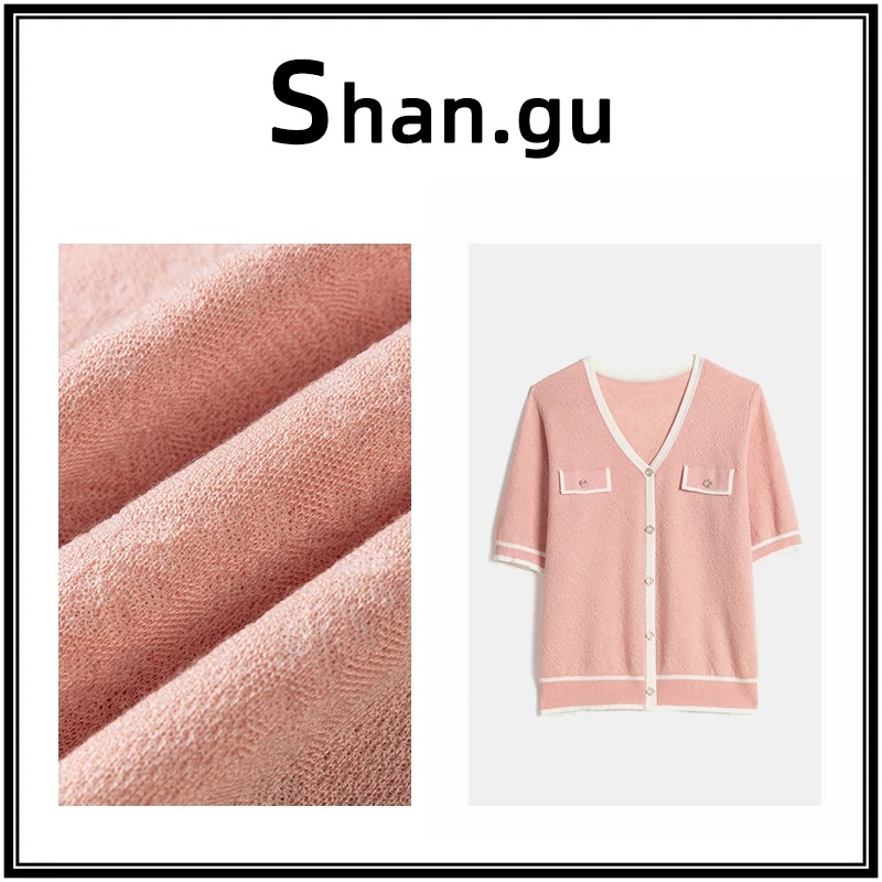 2025年新款莱赛尔天丝气质短袖时尚休闲V领显瘦百搭QW25023