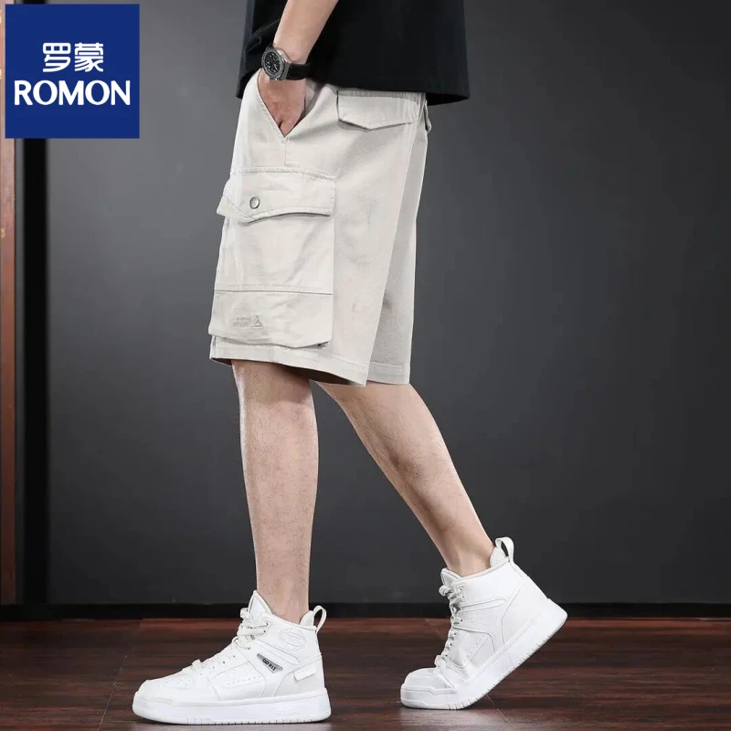 罗蒙美式高街工装短裤男款夏季新款多口袋直筒五分裤男士休闲中裤