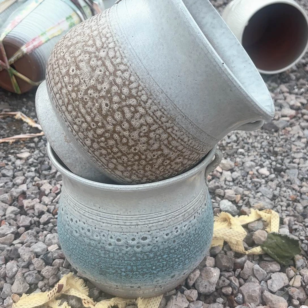 紫砂花盆泡泡两个色口径21高度21