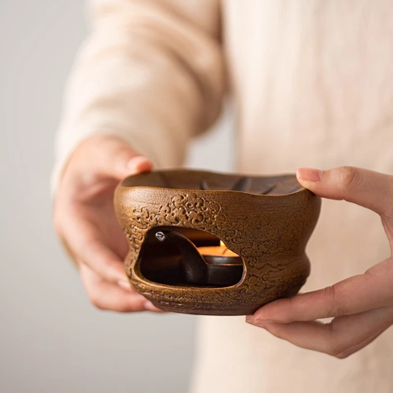 老岩泥温茶炉复古烤茶火炉增香陶瓷蜡烛底座围炉煮茶温茶器日式