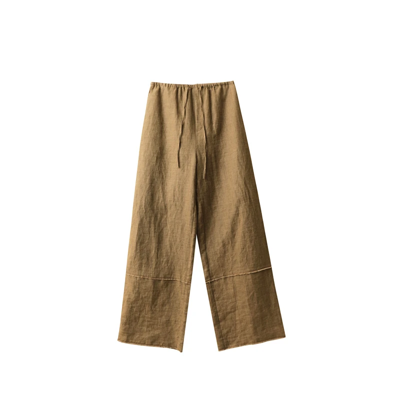 ICE DUST2025春夏亚麻毛边宽松休闲长裤女1980dopdop买手店