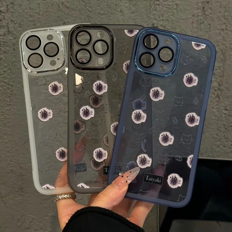 猫鱼适用苹果16pro创意iPhone15手机壳金属镜框华为p60女小众卡通