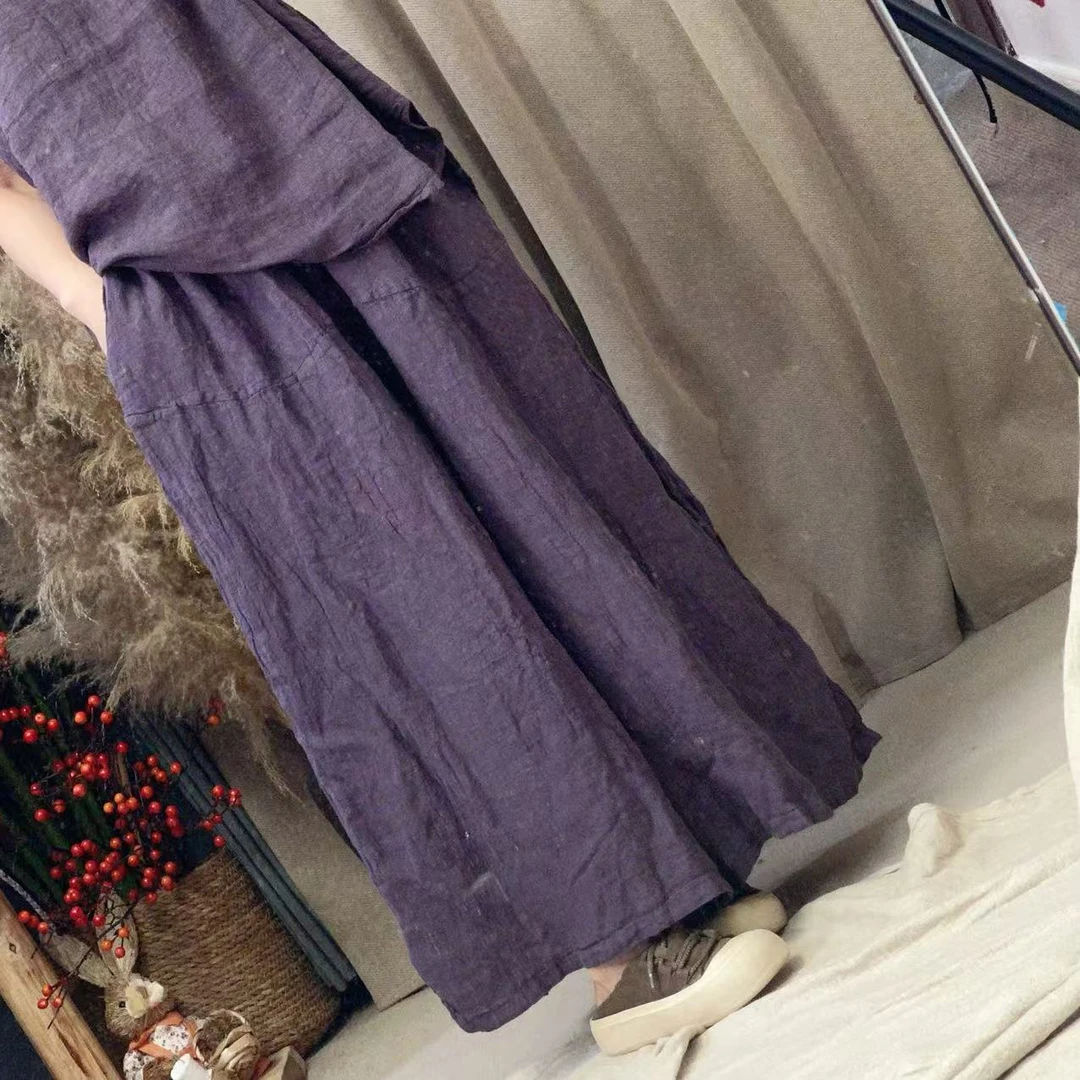 Y5160薄款亚麻大腿裙裤（裤长92）