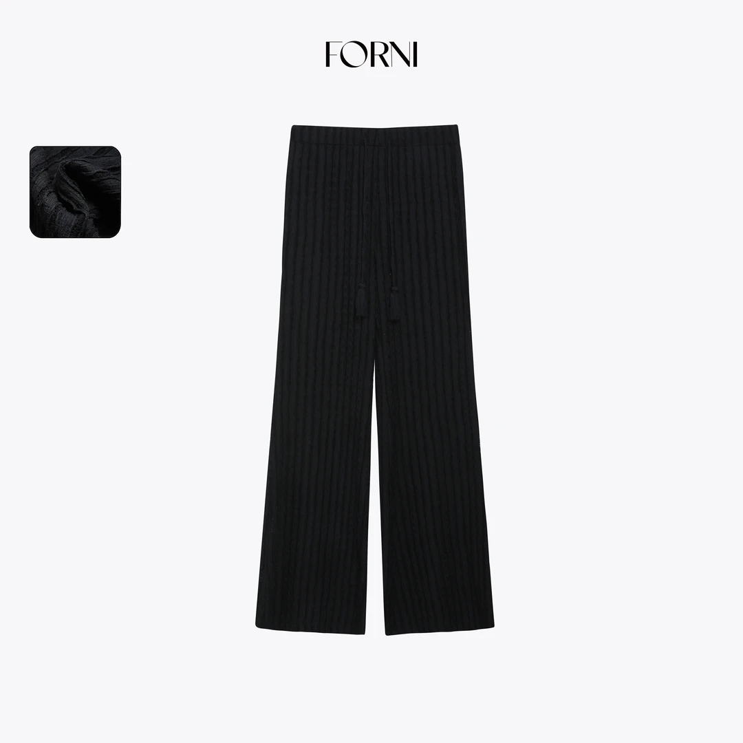 FORNI 奶奶的遛弯裤 胶囊衣橱basic挂绳松紧腰针织阔腿裤