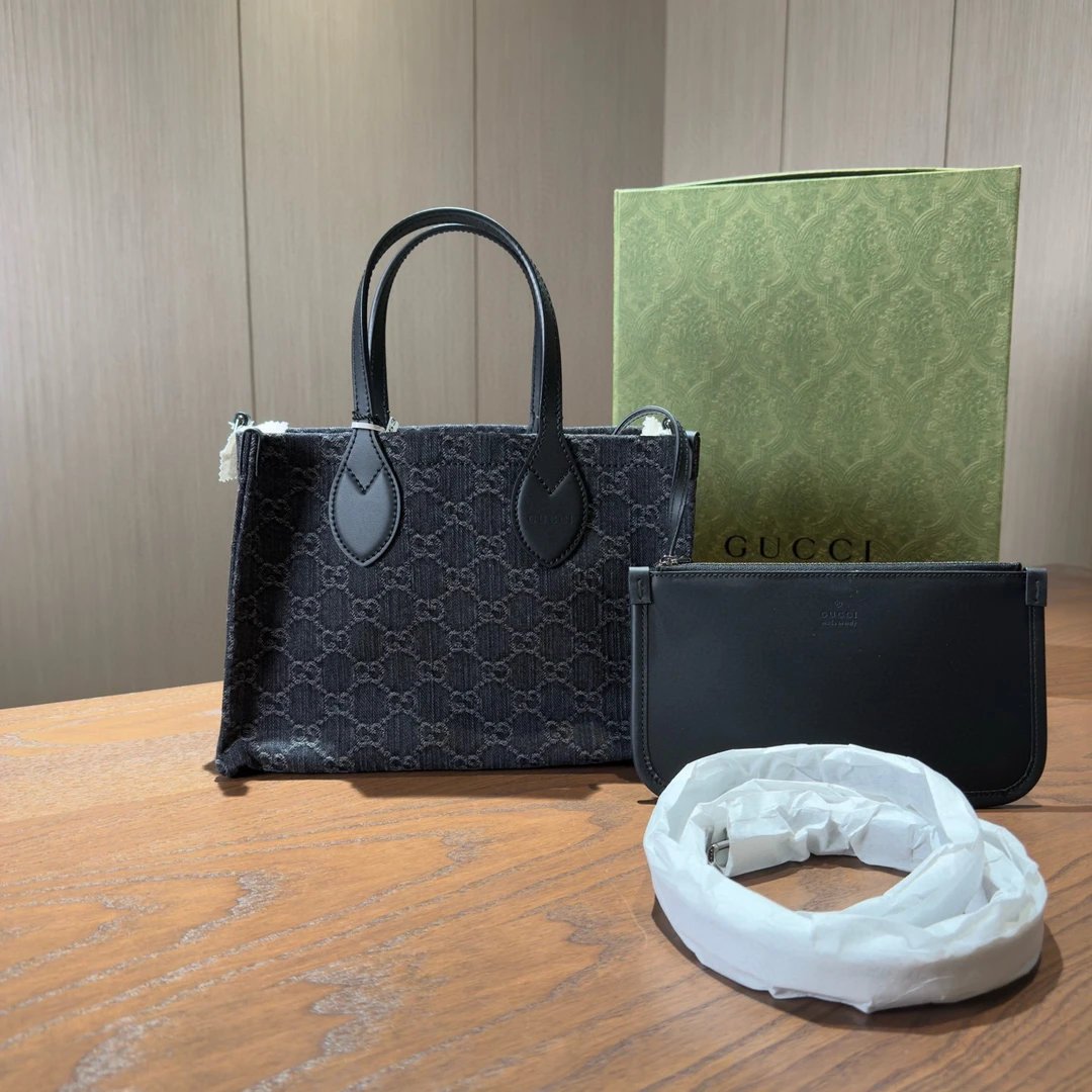 全新未使用 GUCCI/古驰 ophidia新款老花牛仔托特包 尺寸27x19 yz