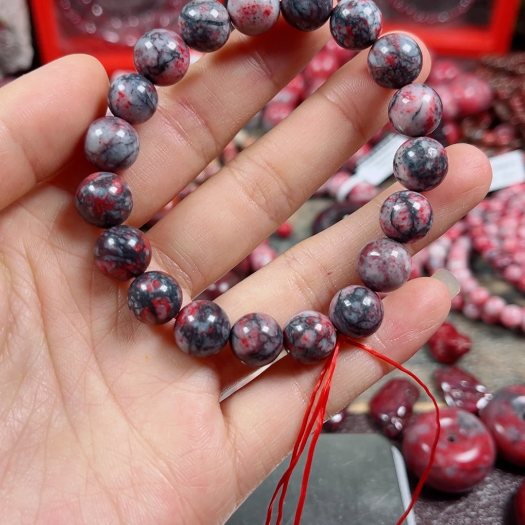 天然辰砂原石手串