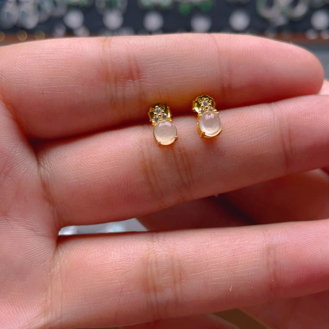 翡翠耳饰银S925镶嵌耳饰