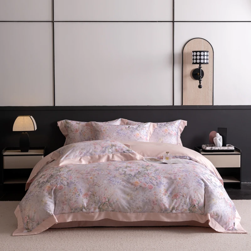 qeeboo-【花语】磨毛四件套被套床盖款轻奢床上用品家用可机洗