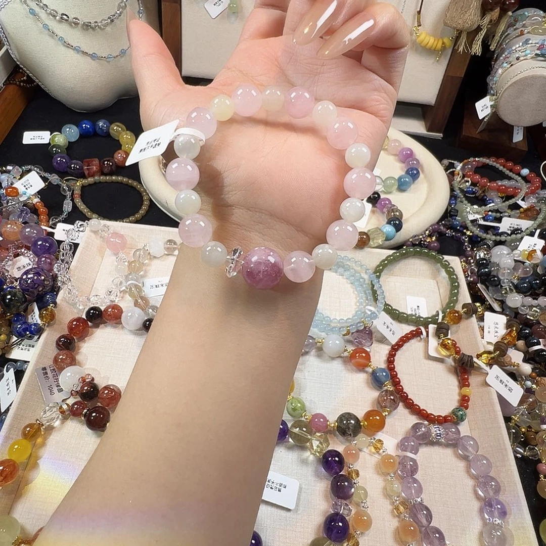 未镶嵌手链水晶粉水晶白月光