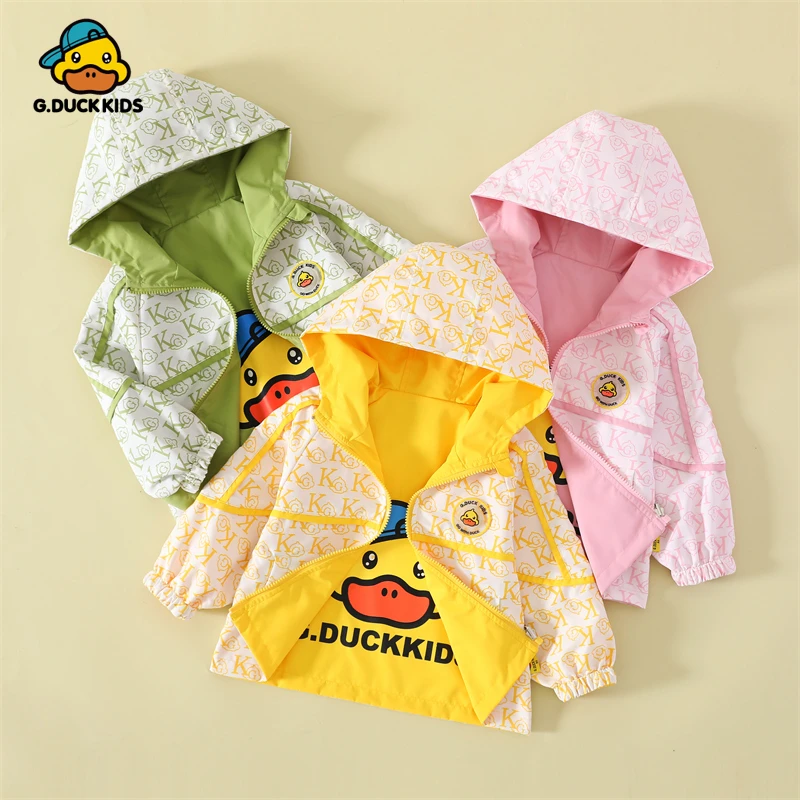 小黄鸭2025连帽男女春秋季普通外套上衣时尚国潮新风双面穿