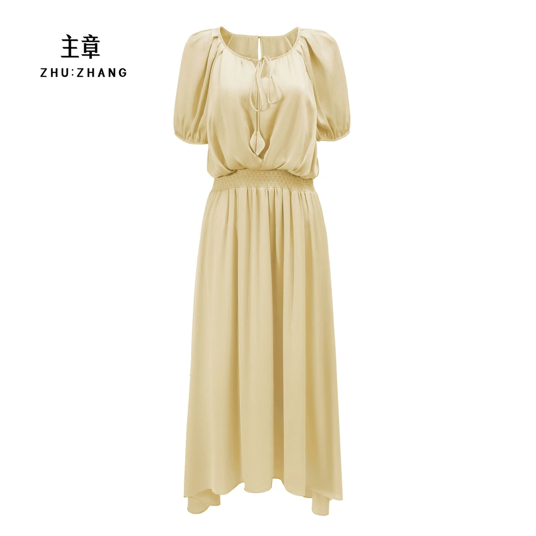 主章ZHUZHANG法式浪漫主义气质优雅长款连衣裙女2025春ZGXX7722XN