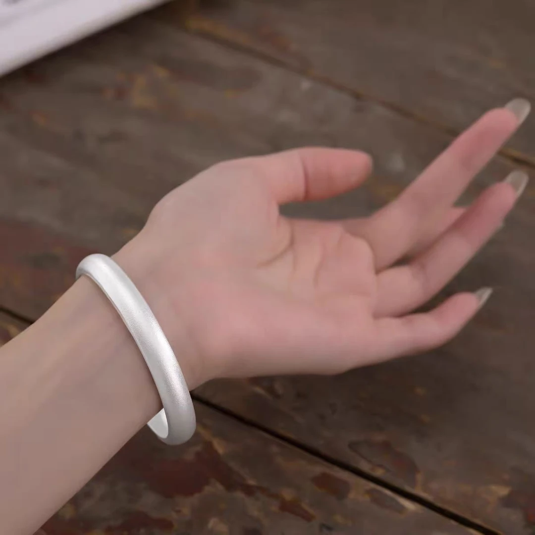 足银手镯 80g古法实心泥鳅背手镯