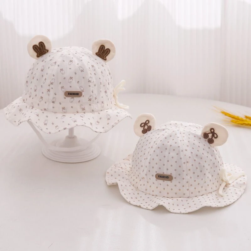 宝宝帽子春秋薄款渔夫帽女童秋季可爱公主遮阳盆帽婴儿外出太阳帽