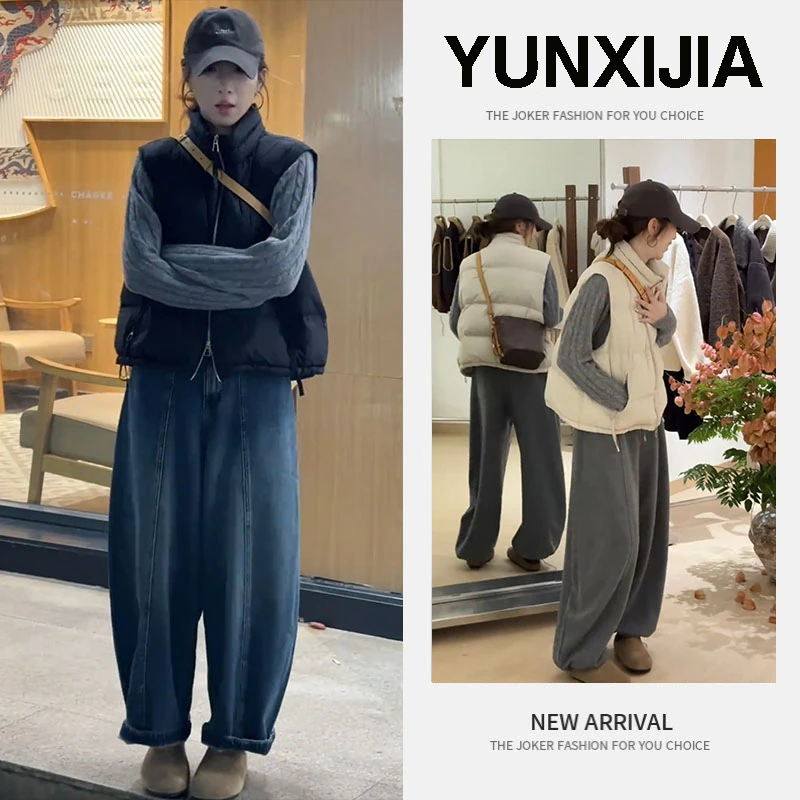 2025秋季新款时尚气质慵懒风宽松休闲百搭上衣马甲裤子三件套