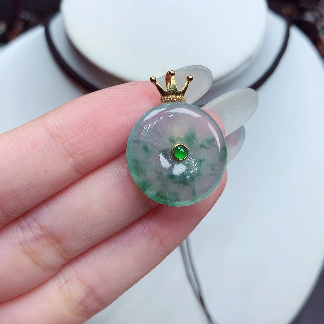 翡翠18K金镶嵌颈饰翡翠20，19.9/3.9