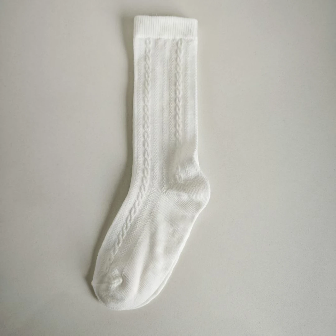 儿童白色小腿袜纯棉学生袜百搭