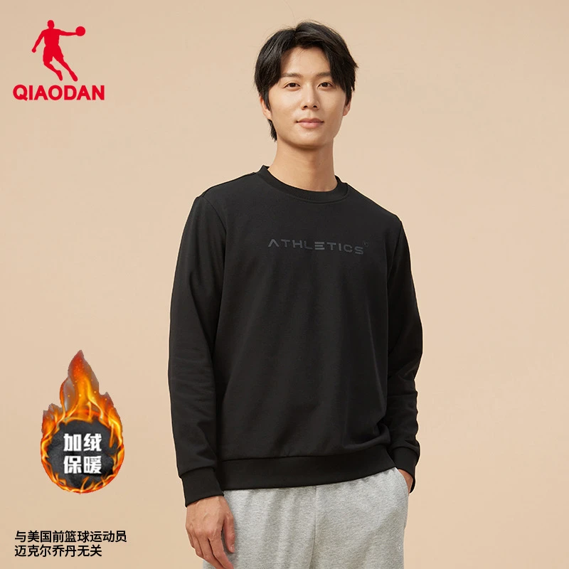 中国乔丹男士卫衣2024春季爆款加绒加厚保暖圆领高档男卫衣