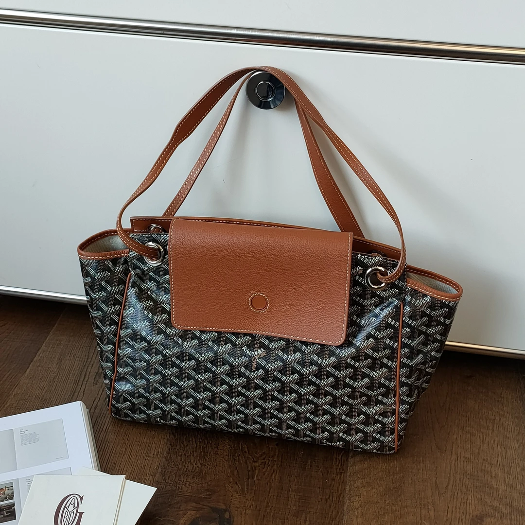 95新 Goyard Azul-棕色老花Rouette小号单肩包48987