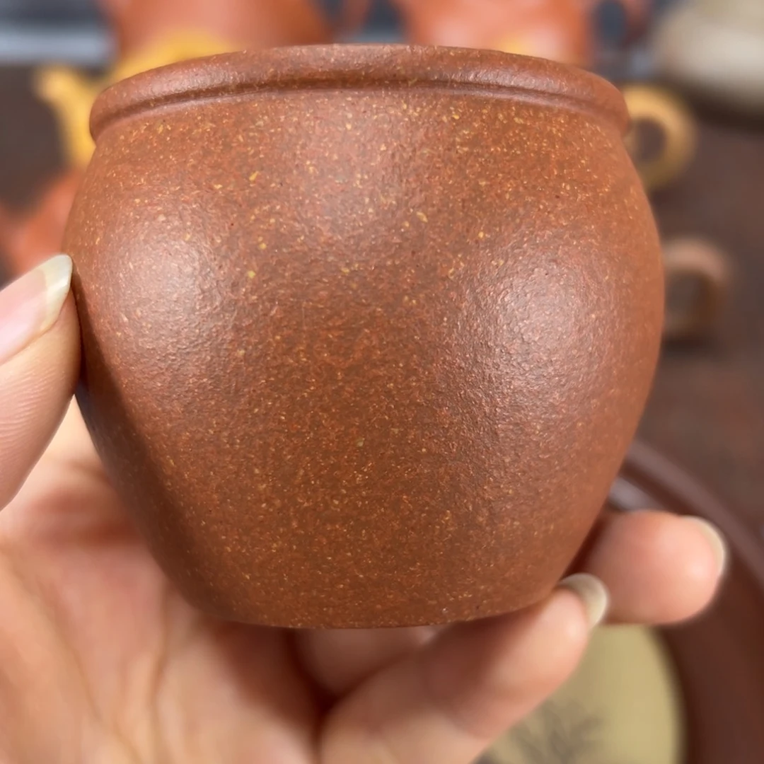 茶壶紫砂红降破矿料杯