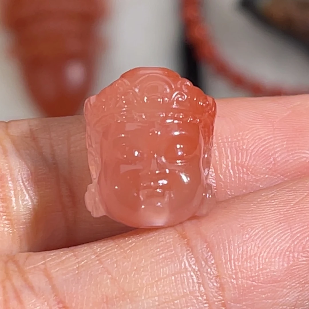 南红玛瑙未镶嵌滴水洞冰飘宝宝佛16*13mm
