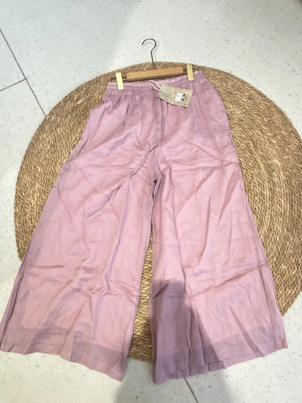 纯色双层苎麻简约阔腿裤（裤长93）