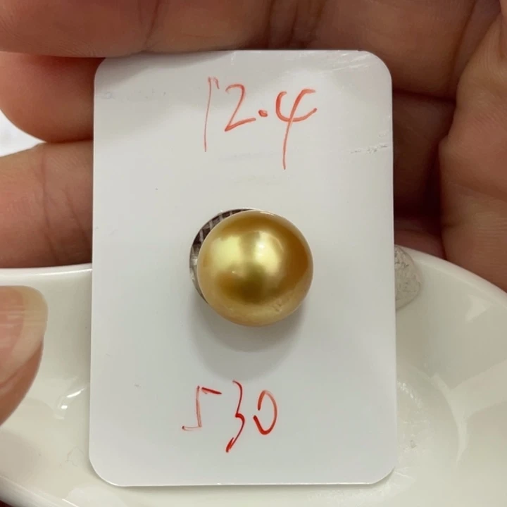 海水珍珠裸珠12.4mm浓金炫彩金珠