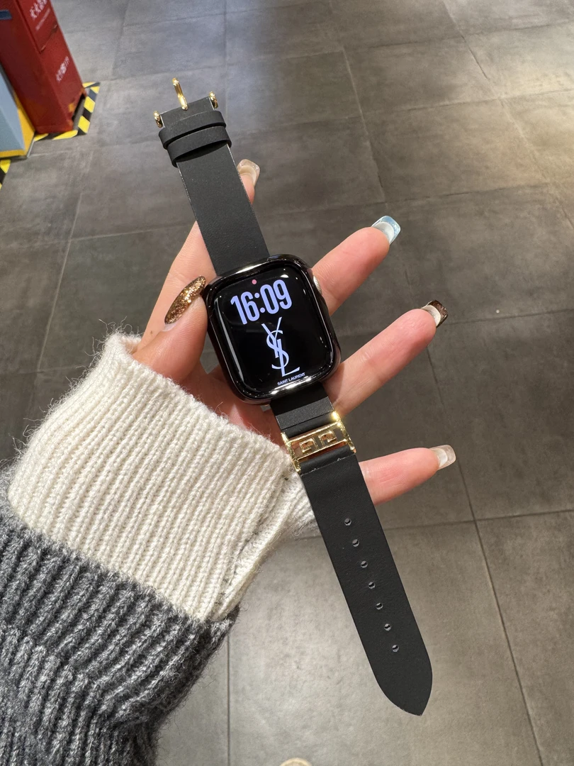 真皮国朝金箍手表带 适用Apple watch全系列1-10 SE Ultra真皮