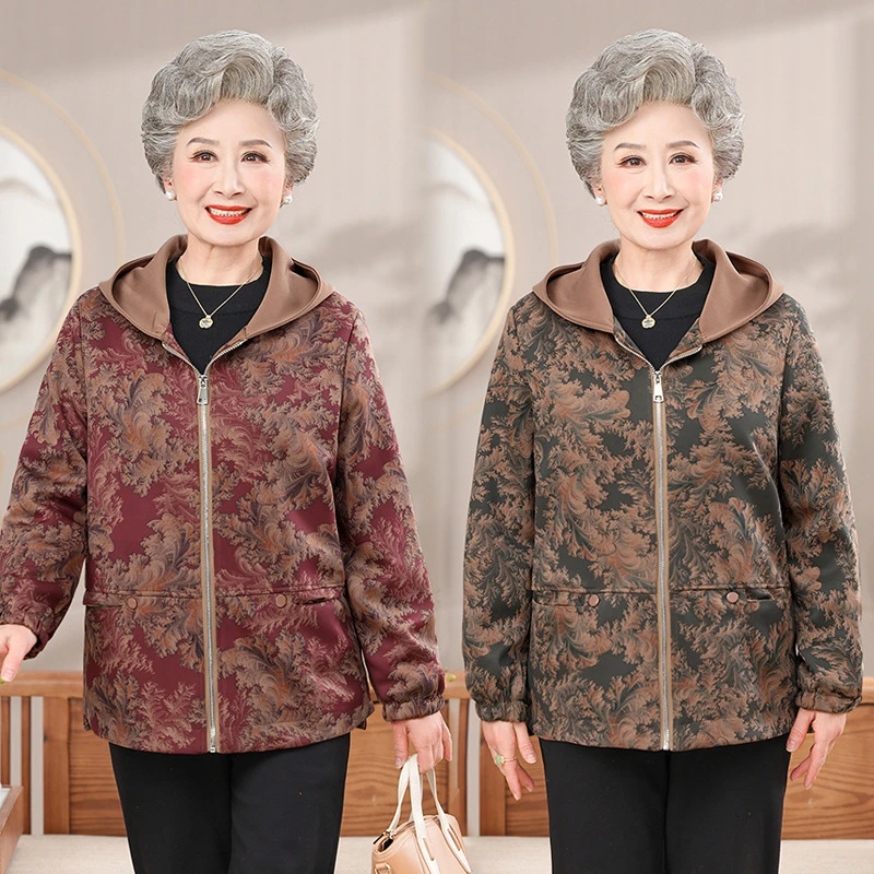 妈妈风衣中老年人春装女奶奶夹克外套老太太春秋上衣服60-70岁