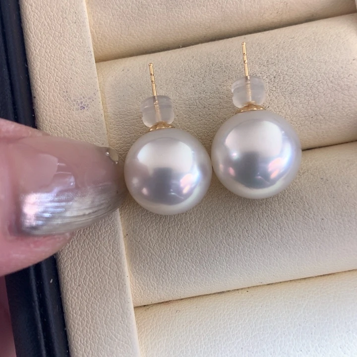 18K金镶嵌耳饰海水珍珠