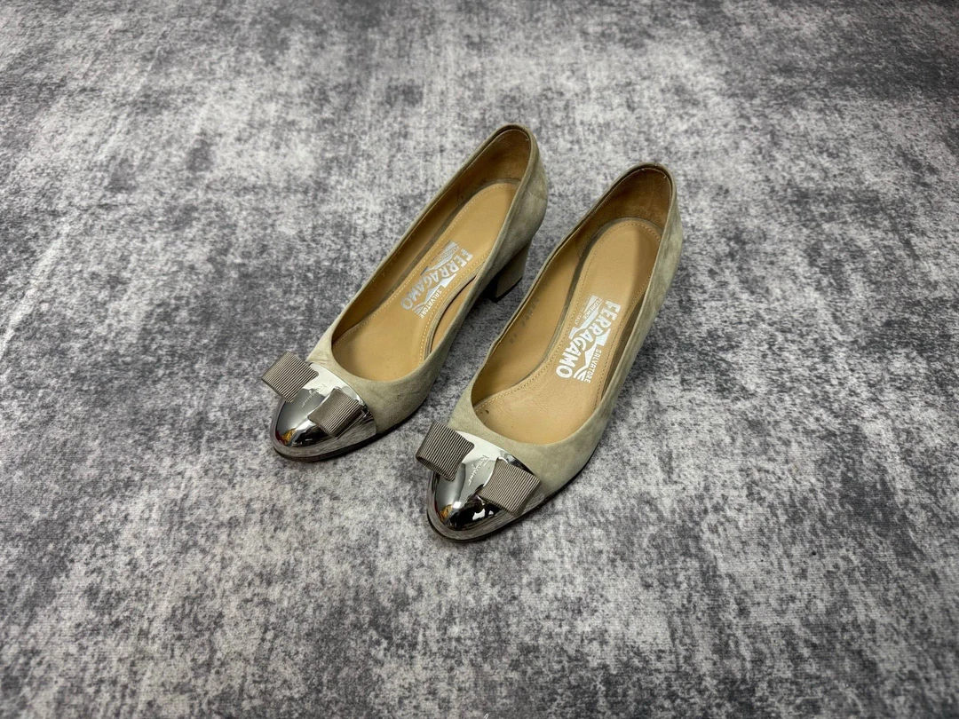 95新 FERRAGAMO/菲拉格慕 菲拉格慕蝴蝶结高跟鞋 36码 12959