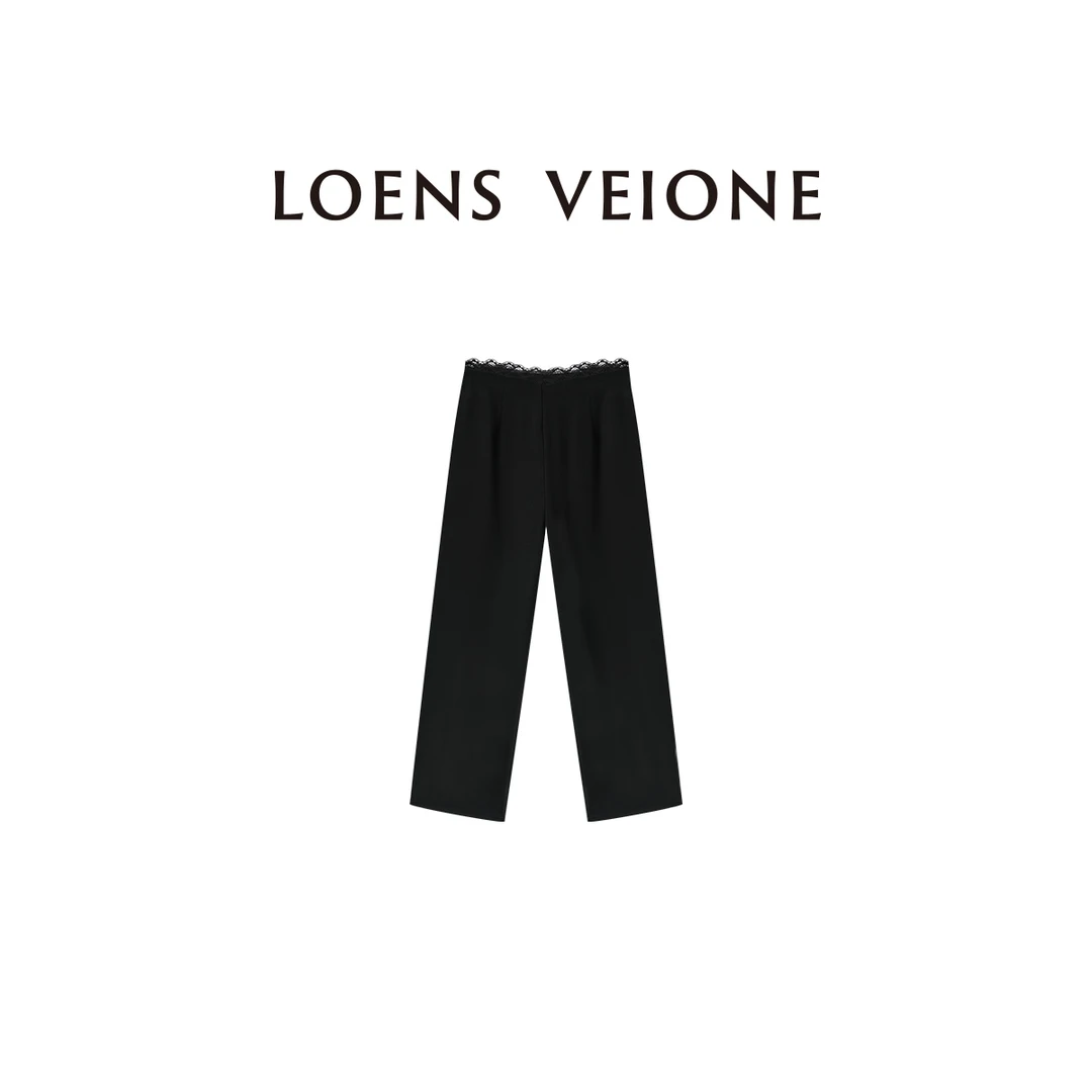 LOENS VEIONE/罗拉【醋酸】全新夏季蕾丝拼接腰头时装裤25CVBG0171N