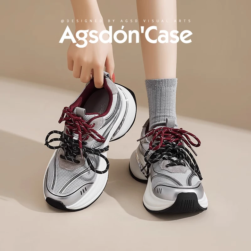 W251135老爹鞋女2025新款厚底增高轻便运动鞋子软底百搭爆款