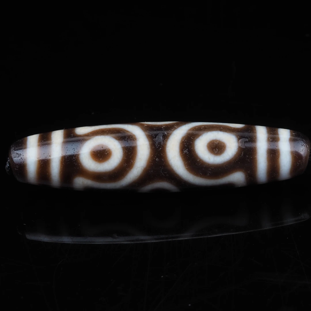 百里挑一！一代老台湾上肯超顶十字六眼61mm条纹玛瑙（R13698）