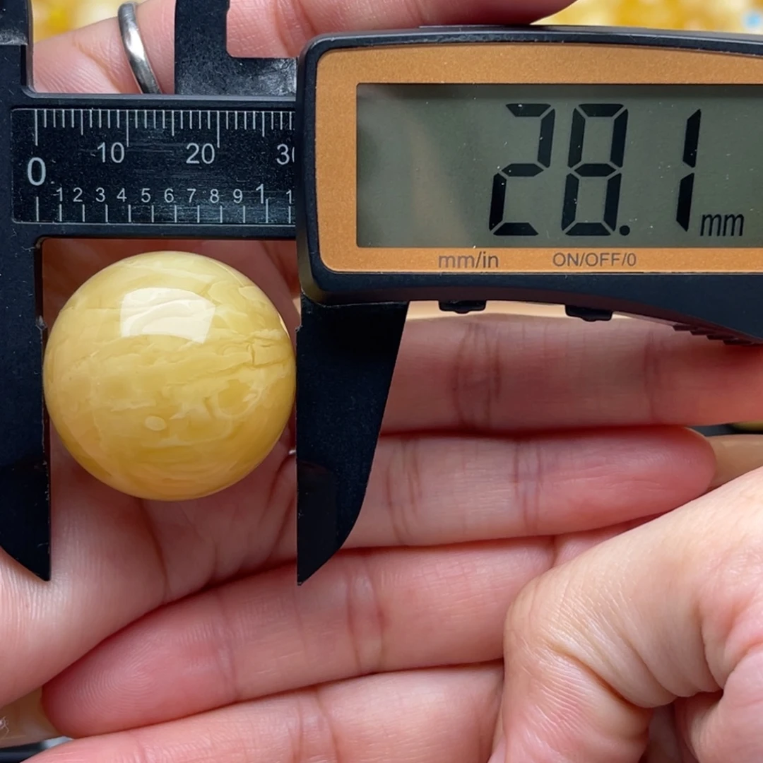 琥珀未镶嵌裸石蜜蜡圆珠笑