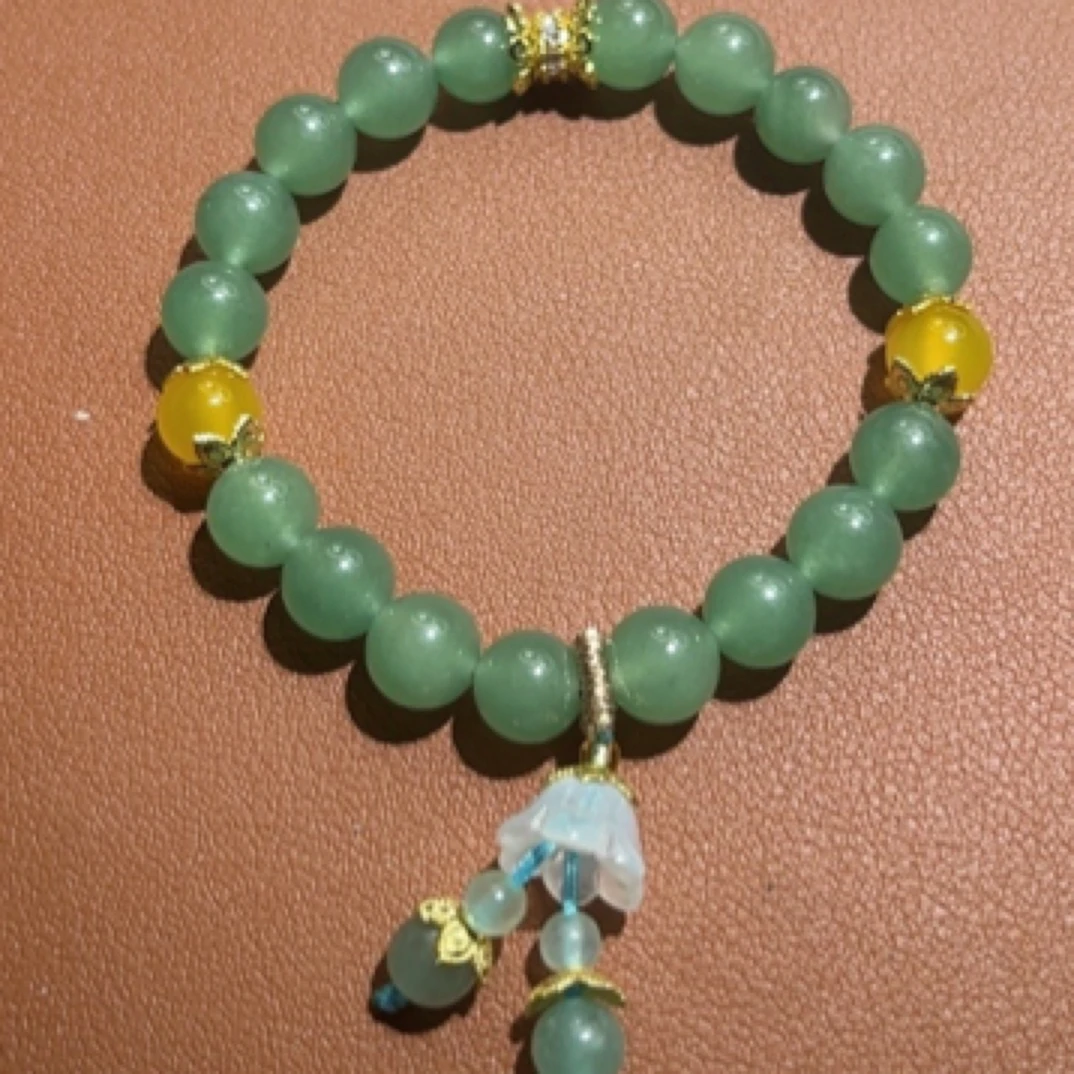 原创设计东陵玉黄玛瑙珠铃兰花手串-多样性发一 7356