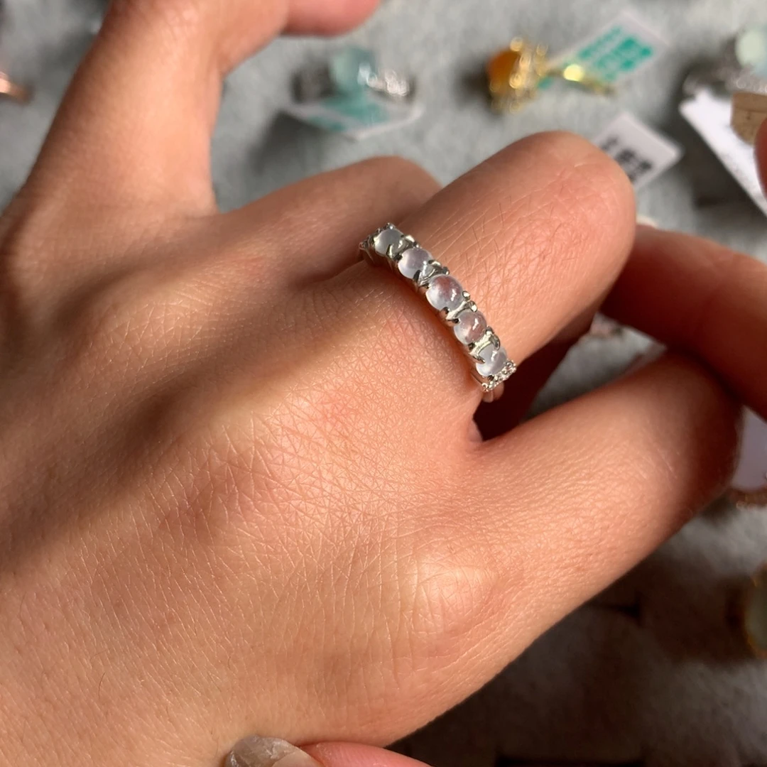 翡翠银S925镶嵌耳饰戒指