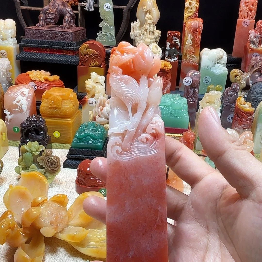 寿山石印石仙鹤印章