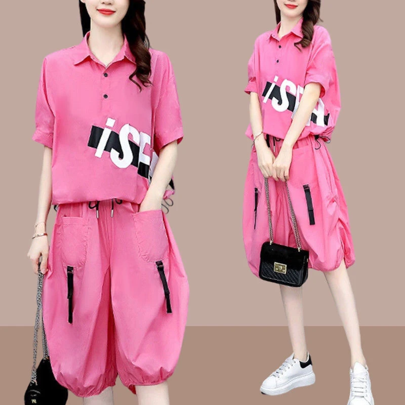 【2.1万人好评】时尚潮流套装女夏2022年新款大码网红五分阔腿灯笼