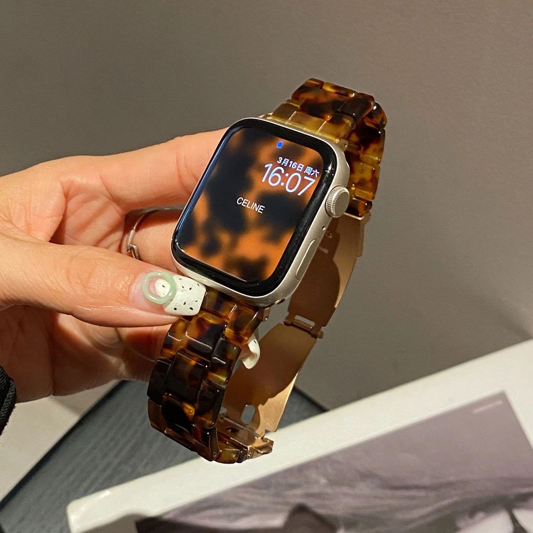 适用于苹果手表s11树脂表带夏iwatchs9女款腕带applewatch10