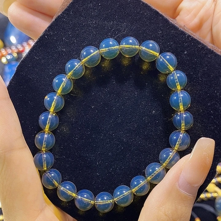 蓝珀未镶嵌珠宝奇石墨西哥蓝珀手串8