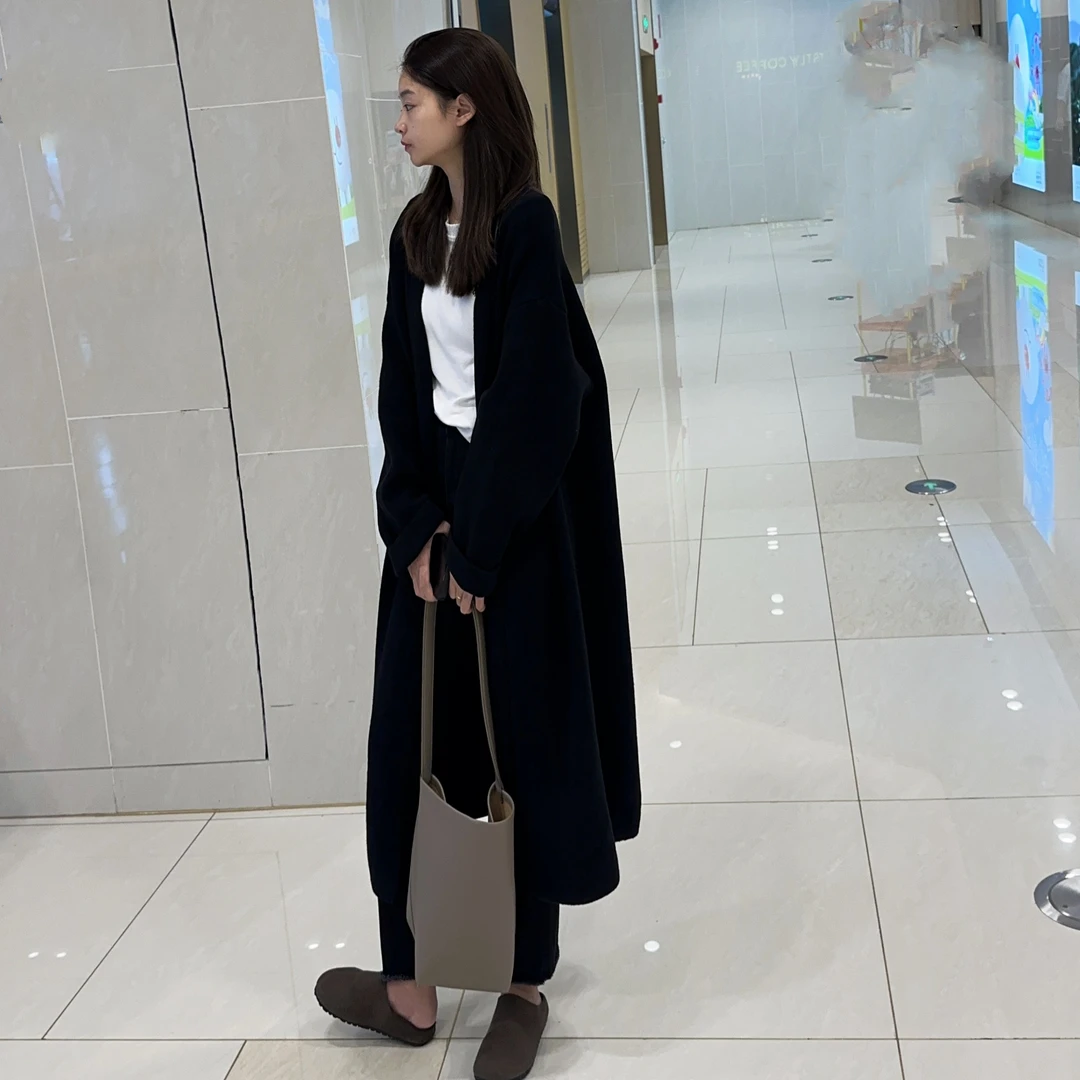 慵懒风毛衣外套女秋冬长款针织开衫宽松显瘦外套