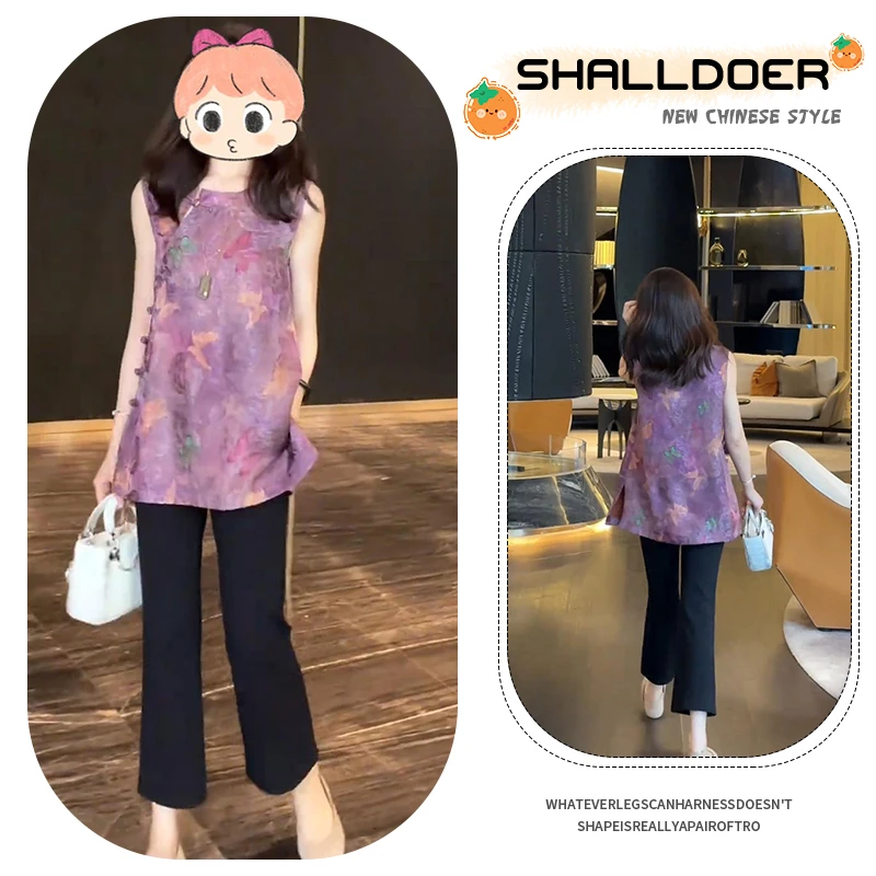 2025夏季新款新中式时尚洋气复古中国风气质上衣裤子两件套套装女