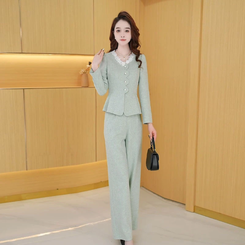 【两件套】早春时尚宽松洋气休闲收腰气质减龄长袖高腰修身女装套裤