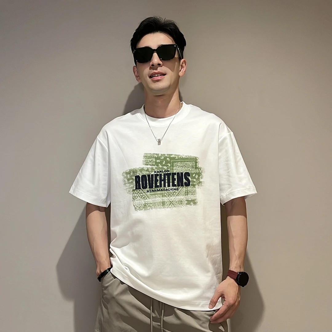 CAO SIR夏季新款立体发泡字母数码印花透气个性潮流圆领短袖T恤