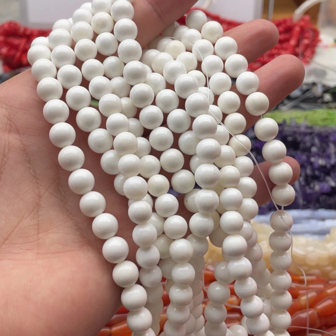 玛瑙/玉髓未镶嵌珠宝半成品一条装卡8mm高瓷车车圆珠