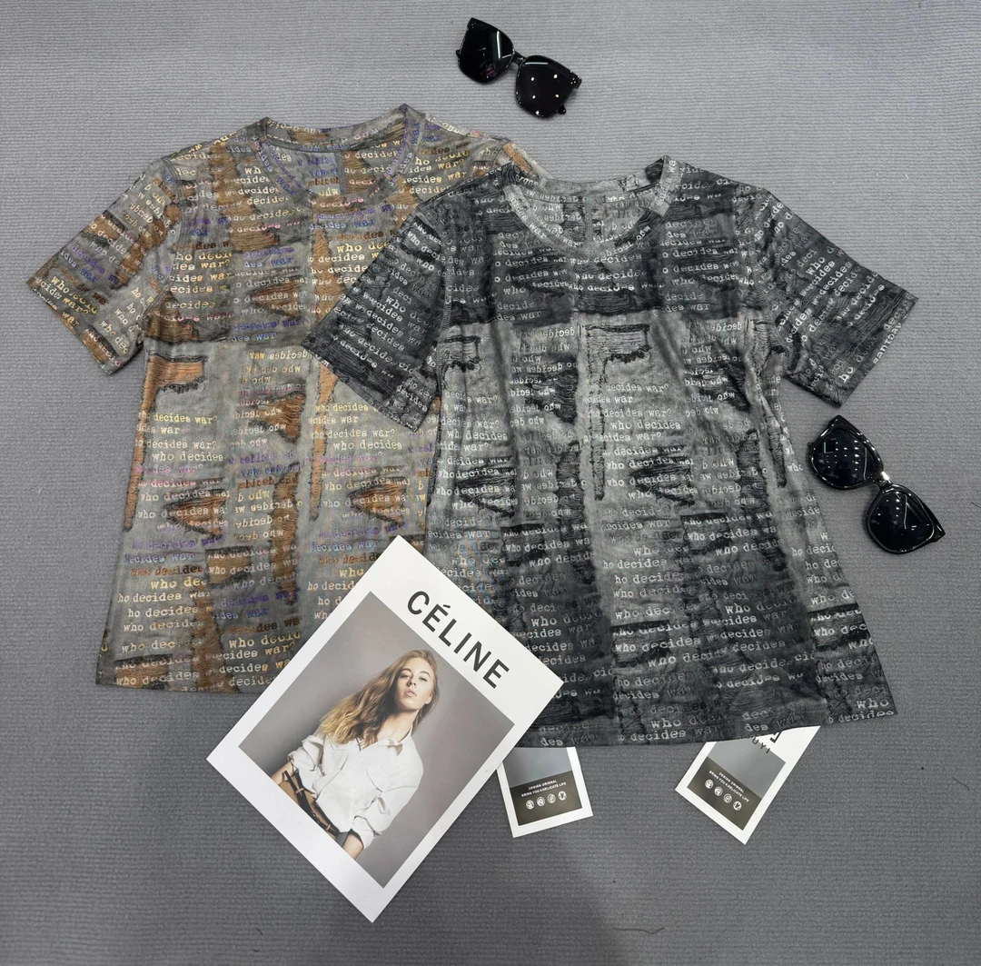 【贾小姐高定】时尚休闲气质复古字母网纱T恤短袖 0798