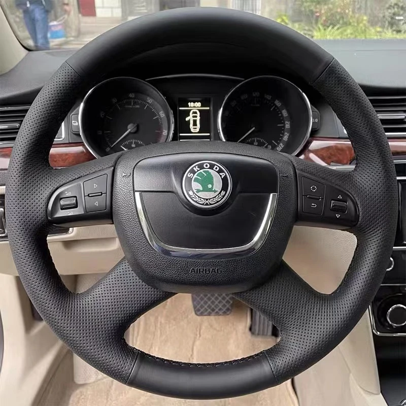 斯柯达方向盘套真皮手缝10-13款明锐 09-13年昊锐专用全包围把套