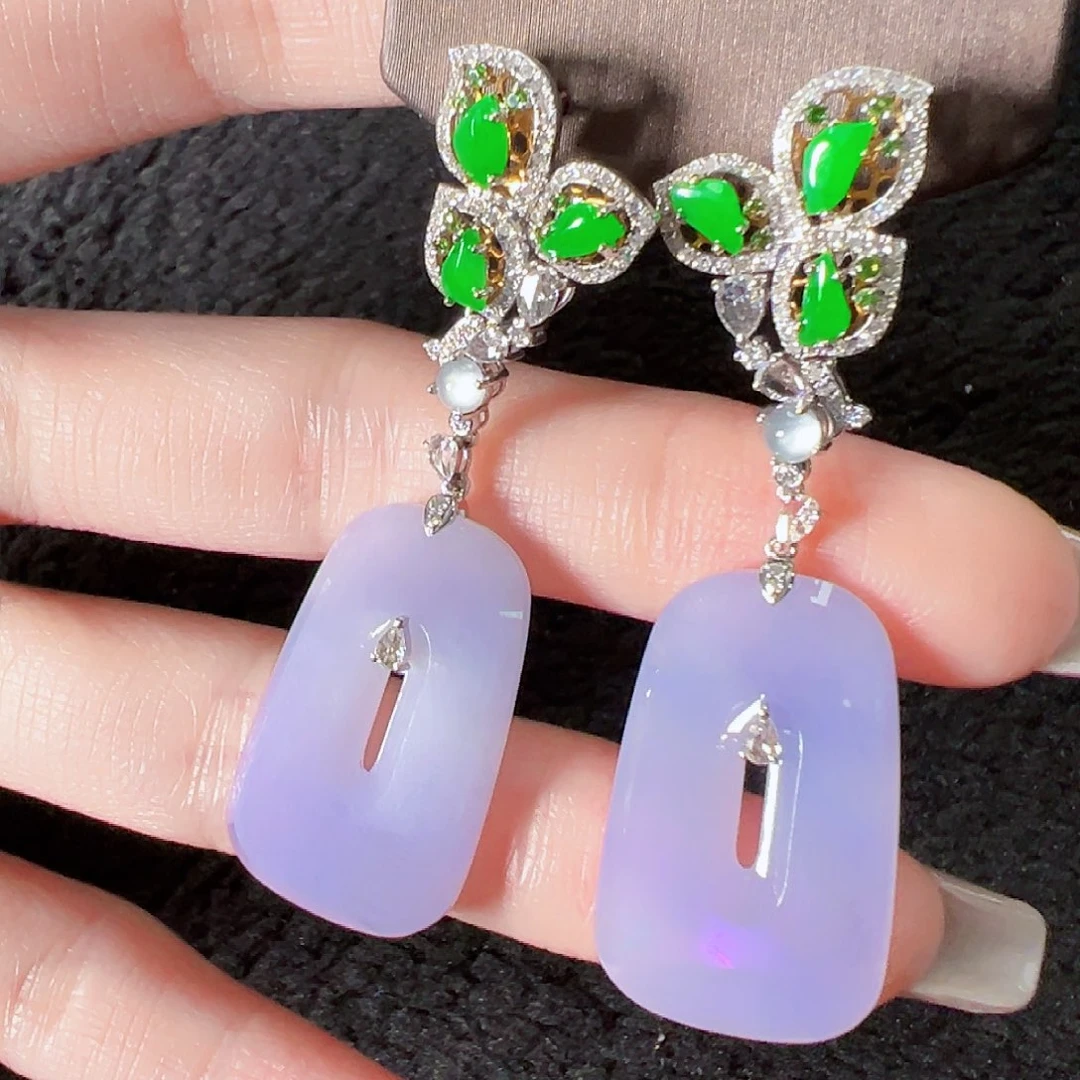 翡翠18K金镶嵌耳饰签收后24小时鉴赏期，过时不退