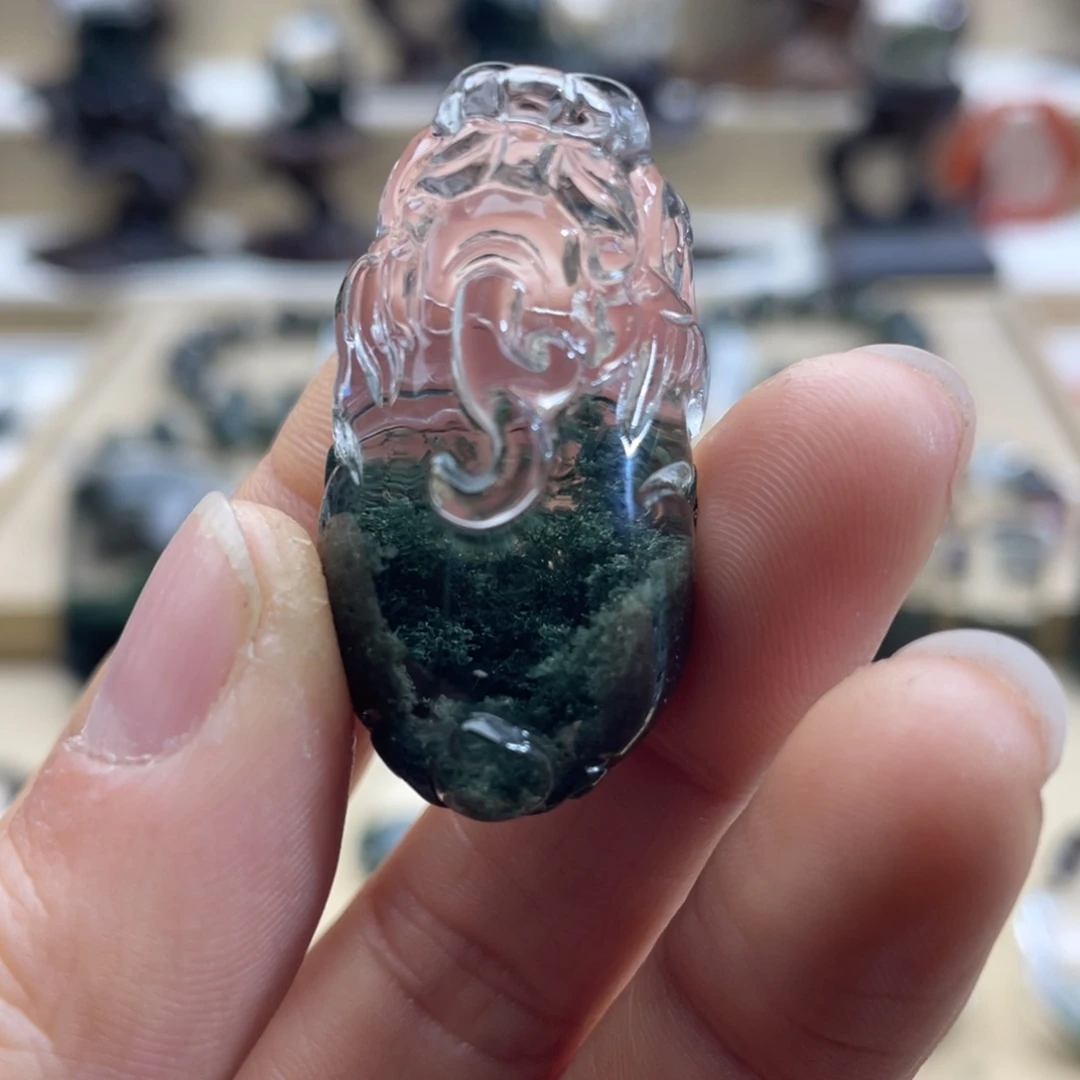 水晶颈饰未镶嵌绿幽灵聚宝盆貔貅