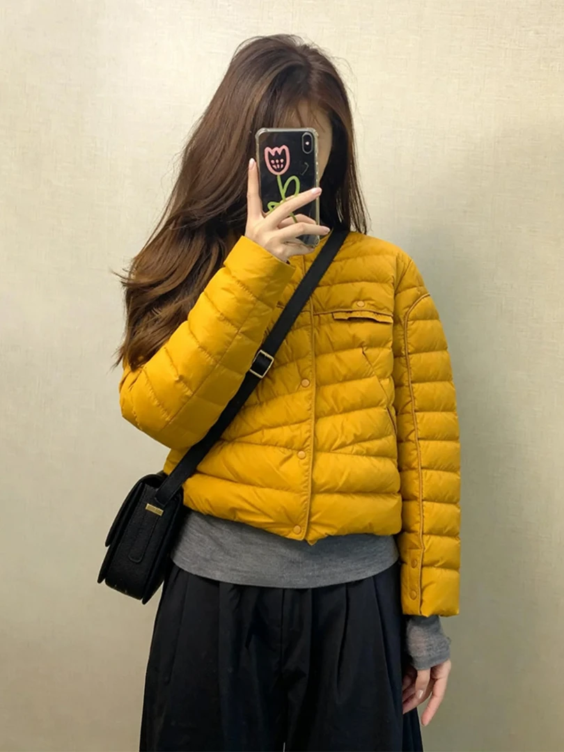 橘色轻薄排骨高级感女冬小个子韩系独特超好看外套洋气棉袄棉服短